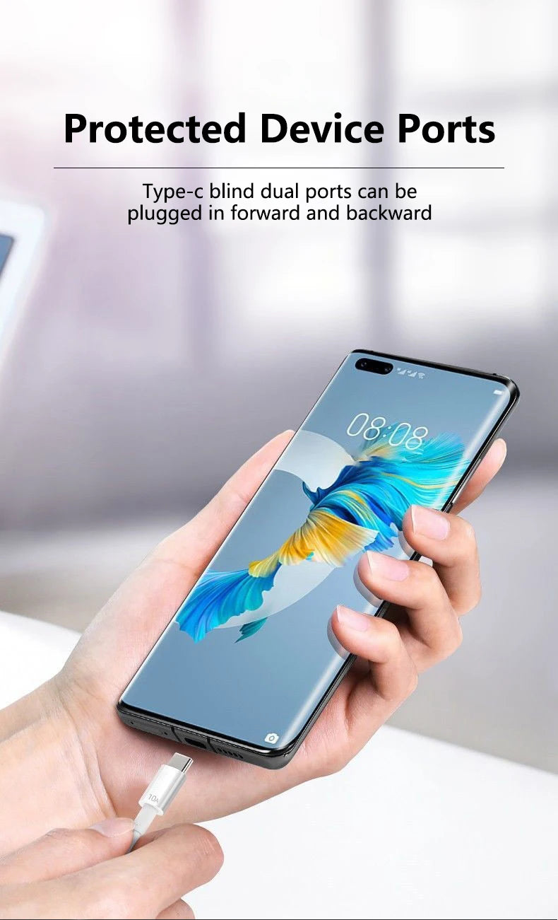 USB Type C Cable 120W 10A Fast Charging Wire Mobile Phone USB For Huawei P30 Xiaomi Realme Samsung Poco x6 USB C Data Cable Cord