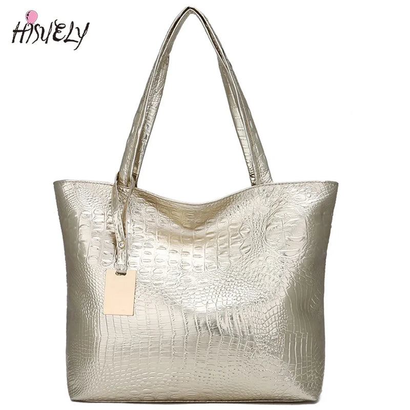 New Women Handbag Laser Hologram Leather Shoulder Bag Lady Single Shopping Bags Large Capacity Casual Tote Bolsa Silver Xew