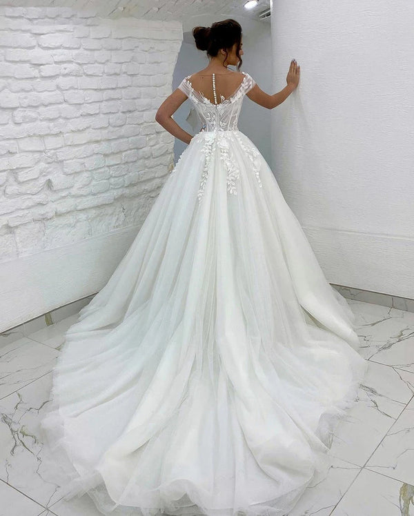 Princess Wedding Dresses Off Shoulder 3D Lace Applique Ladies Sleeveless Boho Bridal Gowns Vestido De Novia Custom 2024 Mariée