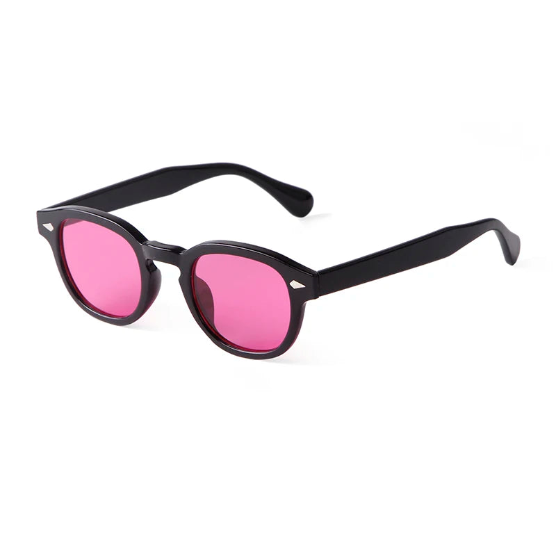 Vintage Tortoise Shell Round Sunglasses Women Men 2024 Brand Design Retro Rivet Yellow Blue Lens Square Sun Glasses Female UV400