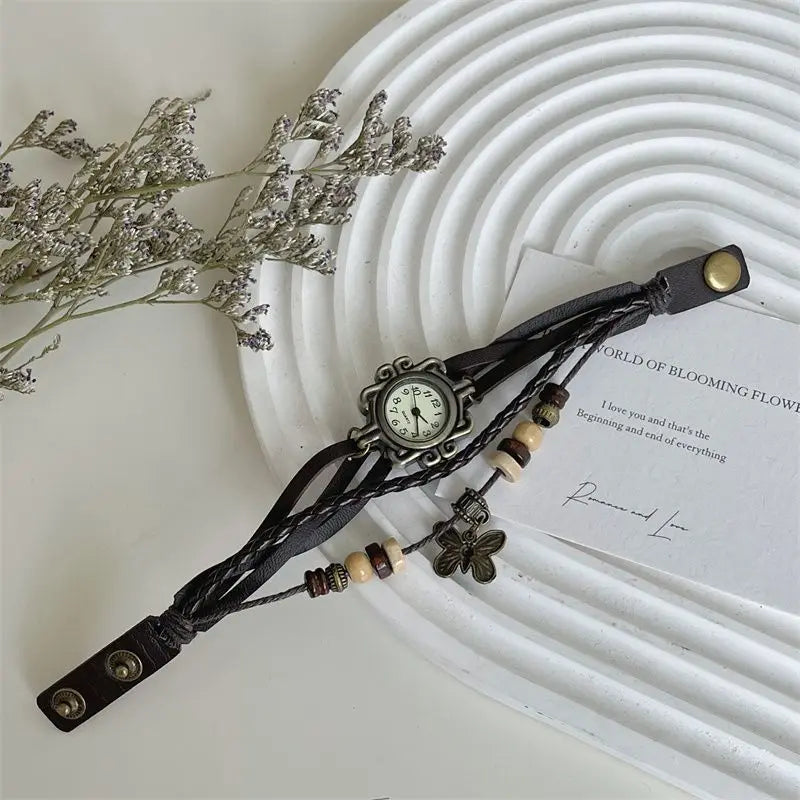 Elegant Fashion Ladies Dress Watches Vintage Wristwatches for Women Leatcher Band Small Dial Female Quartz Watch Montre Femme