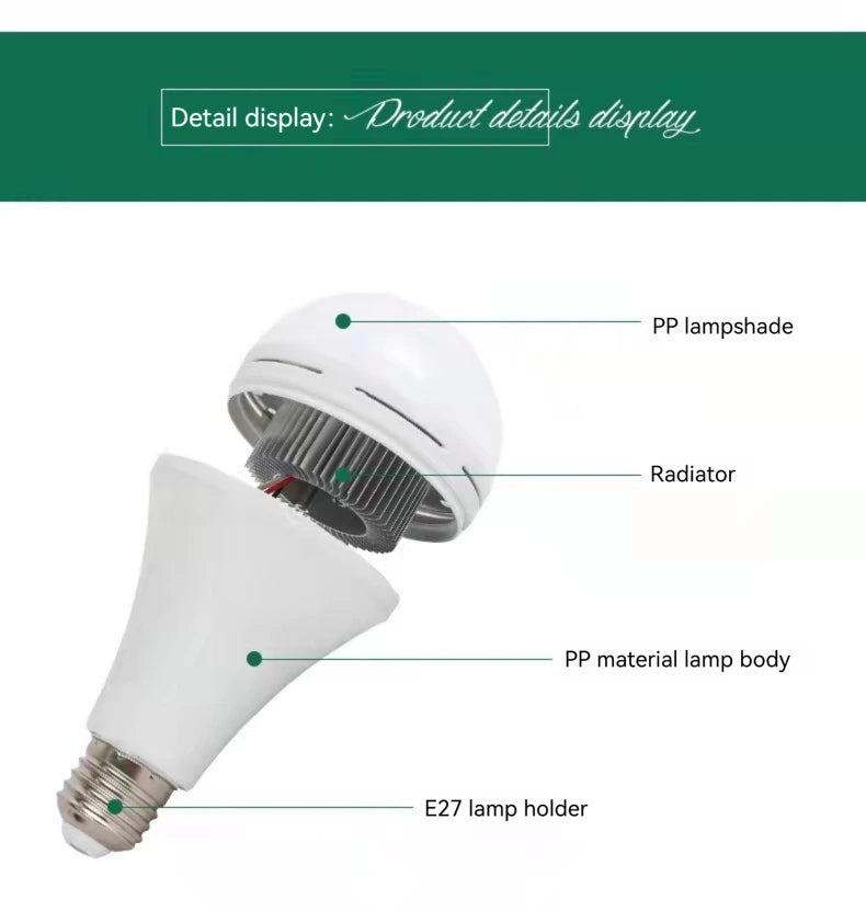 7W/9W/12W/15W LED Emergency Light Bulb Handheld Charging Energy-Saving Light Bulb Household Power Failure Emergency Light Bulb
