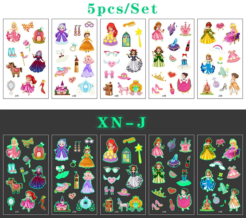 Luminous Tattoo 5 10pcs/Set Temporary Tattoos Mermaid Licorne Children Stickers for Kids Pokemon Tattoo Tattoo for Kids Unicorn