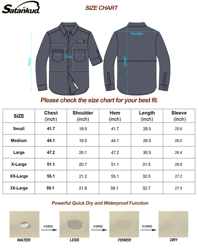 Men's Fishing Shirts Casual Cargo Hiking Shirt Long Sleeve UPF 50+ Button Down Tactical Shirts Men's Blouse for Working Hiking