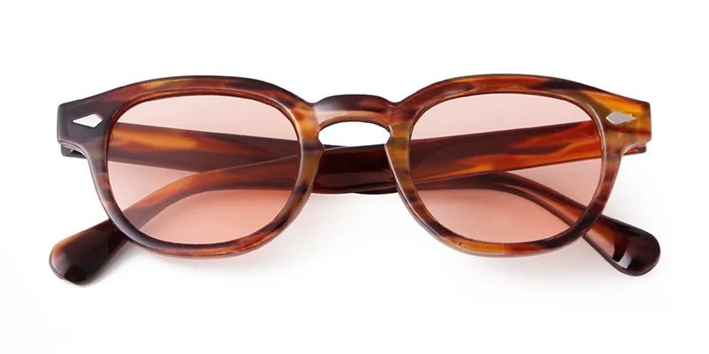 Vintage Tortoise Shell Round Sunglasses Women Men 2024 Brand Design Retro Rivet Yellow Blue Lens Square Sun Glasses Female UV400