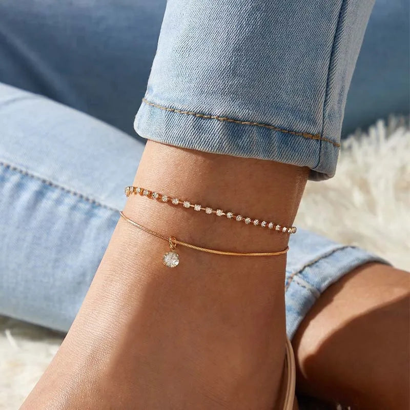 Modyle New Fashion Simple Heart Female Anklets Foot Jewelry Leg New Anklets On Foot Ankle Bracelets For Women Leg Chain Gifts