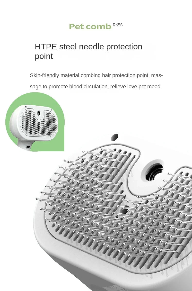3-in-1 Dog Hair Brush Cat Hair Brush Electric Pet Cleaning Brush Steam Spray Brush Massage Hair Removal Comb anti-Tangle Brush