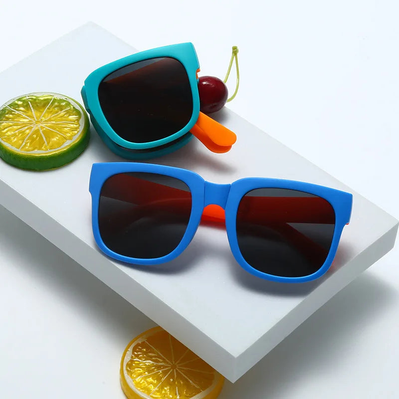 Children Folding Sunglasses Candy Colored Sun Protection Glasses UV400 Sunscreen Universal Portable Foldable Square Glasses