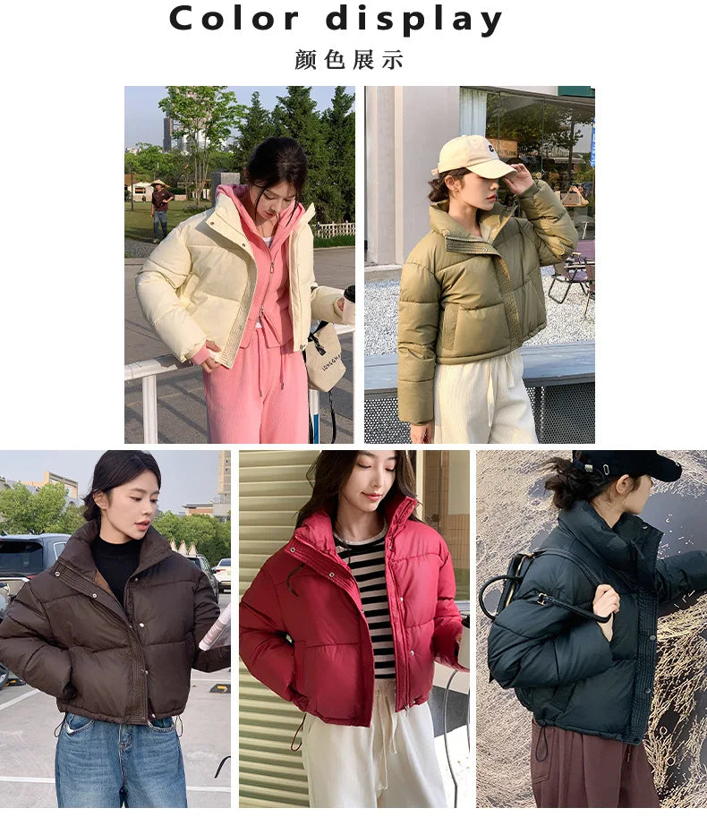 Fashionable Student Warm Lightweight 2024 Winter New Stand Up Collar Short Down Cotton Jacket Women's Trend Parkas