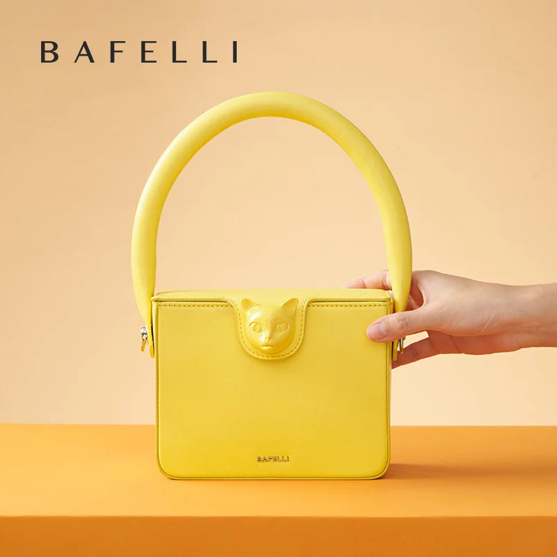 BAFELLI 2023 BAGS FOR WOMEN'S HANDBAG FASHION TREND BOXY LUXURY DESIGNER BRAND GENUINE LEATHER ORIGINAL FLAP PURSE EVENING CAT