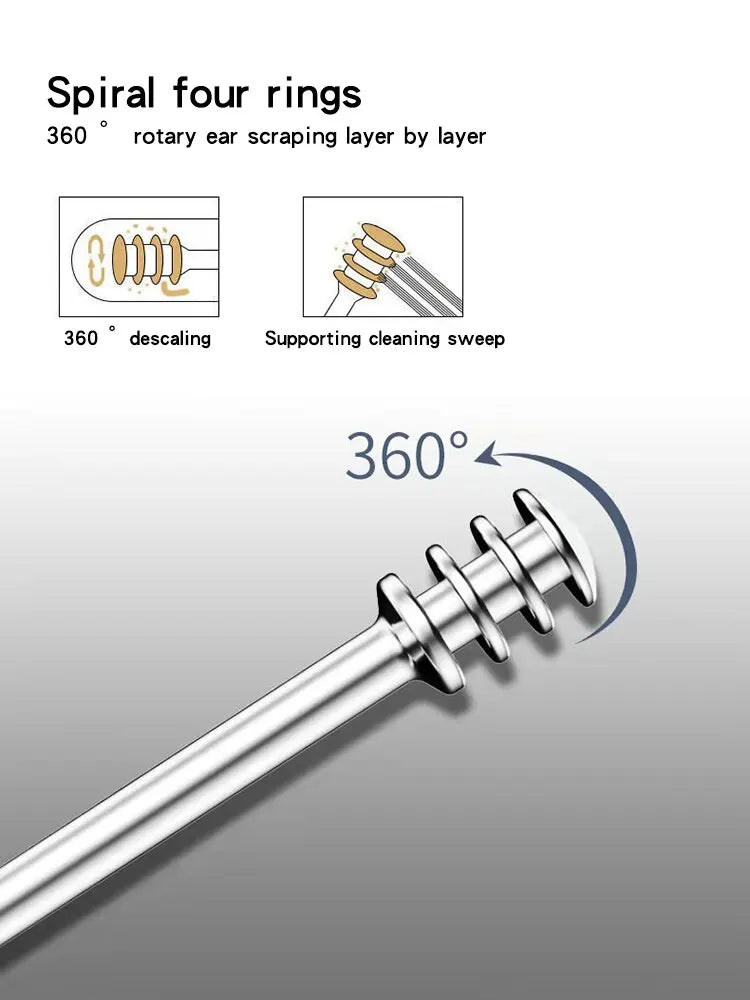 12 Piece Earpick Stainless Steel Ear Digging Tool Set Spiral Wax Remover For Perforation Cleaning Kit Cleaning Agent