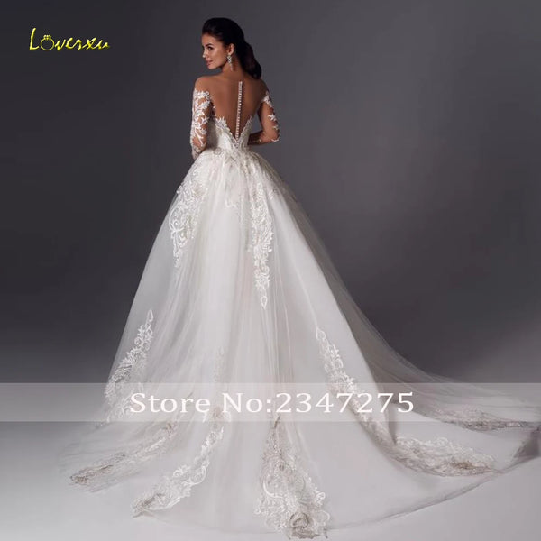 Loverxu Mermaid Vintage Wedding Dresses 2024 Sweetheart Long Sleeve Vestido De Novia Appliques Detachable Train Robe De Mariee