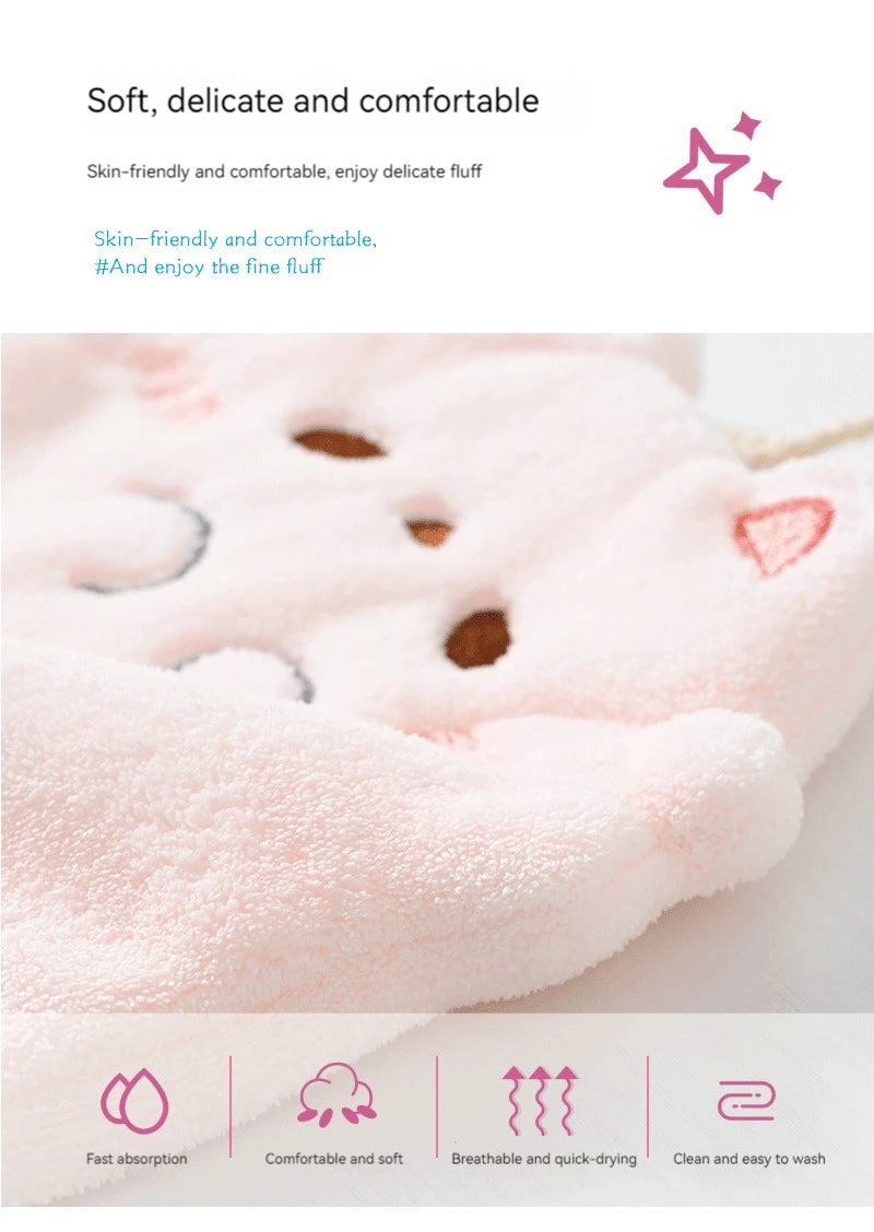 Cute Cartoon Tanuki Hanging Towel Coral Velvet Hair Does Not Lose Thick Cloth Kitchen Bathroom Absorbent Towels