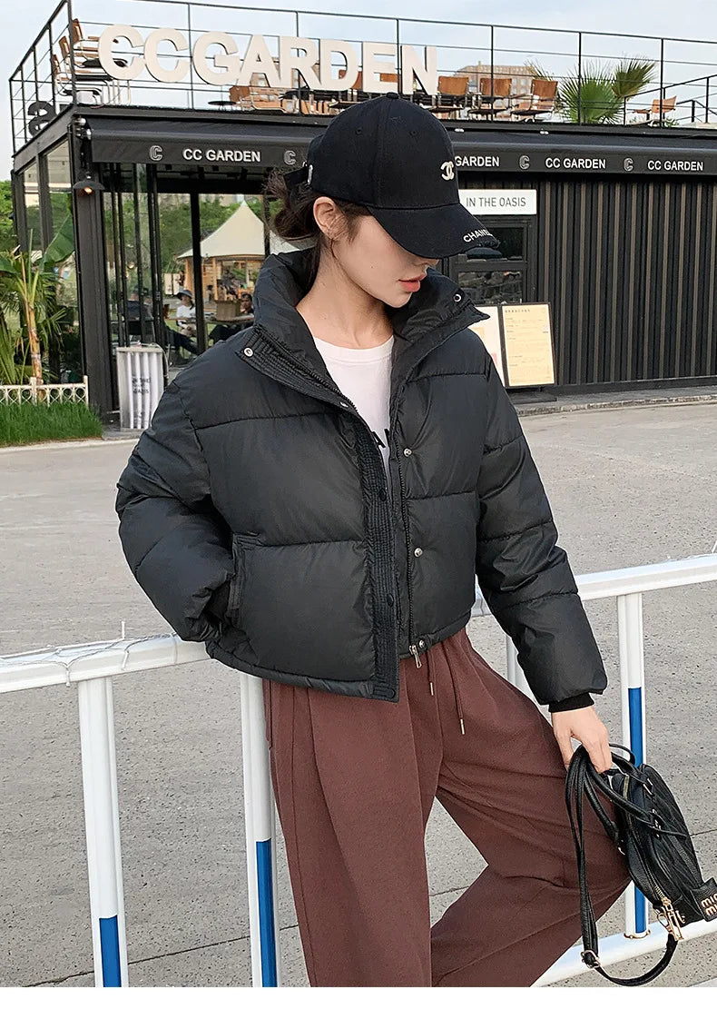 Fashionable Student Warm Lightweight 2024 Winter New Stand Up Collar Short Down Cotton Jacket Women's Trend Parkas