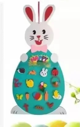 Diy Felt Bunny Creative Puzzle Wall Stickers Kids Tic Tac Toe Wall Sticker Toys Holiday Bunny Hanging Felt Easter Bunny