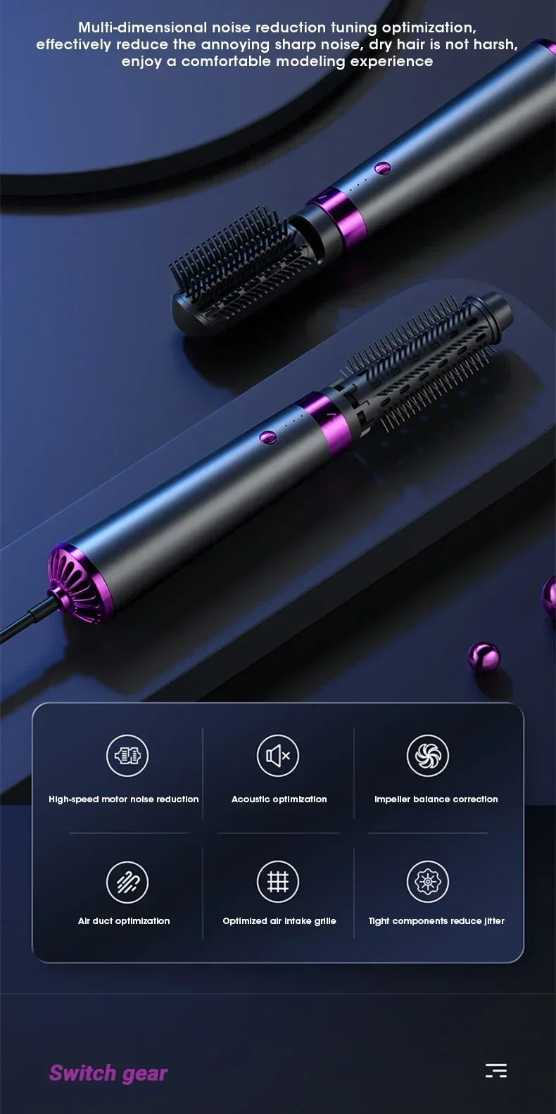 5 In 1 Hair Dryer Negative Constant Anion Hair Dryer Brushless Motor For FastDrying Multifunctional Hair Straightener StylerComb