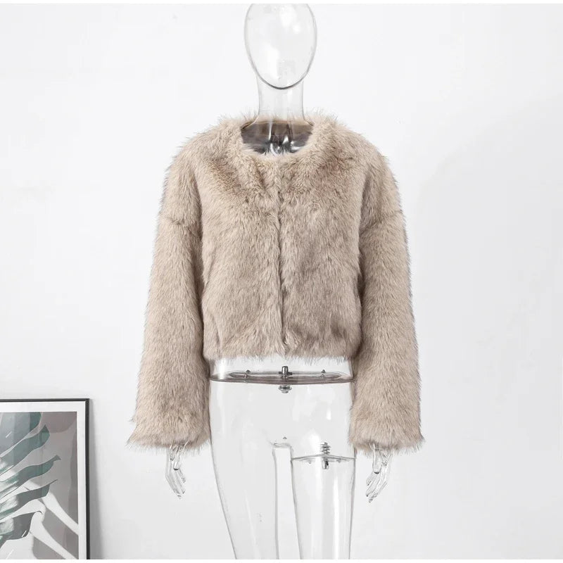 Winter Fluffy Furry Faux Fur Long Jacket Coat Women Loose Lapel Long Sleeve Thick Warm Coats Female Luxury Fashion Lady Overcoat