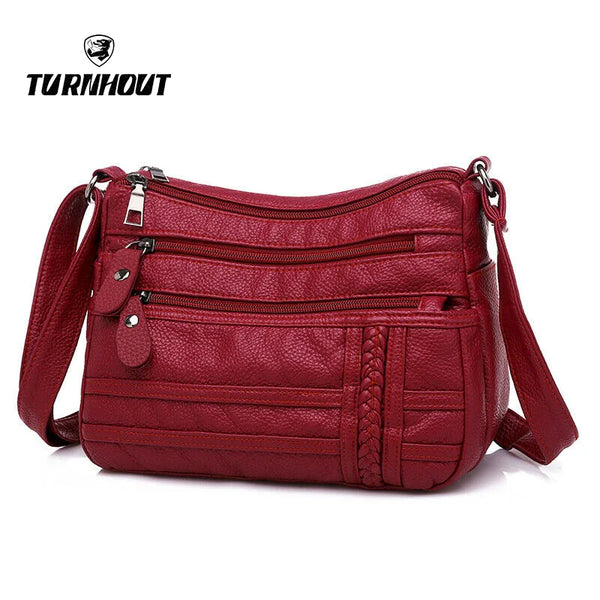 Women Bag Soft PU Leather Shoulder Bag Multi-layer Crossbody Handbag for Ladies High Quality Solid Color Casual Bags Bolso Muje