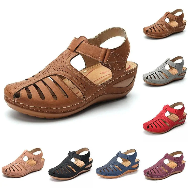 2023 Women Sandals Summer Ladies Comfortable Round Toe Ankle Hollow Sandals Female Soft Sole Shoes Drop shipping Plus Size 35-43
