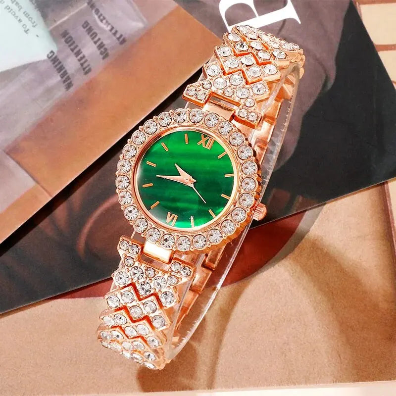 Women's Fashion Quartz Watch Luxury Stainless Steel Analog WristWatch Ladies Watch Women Dress Bracelet Set Clock Reloj Mujer