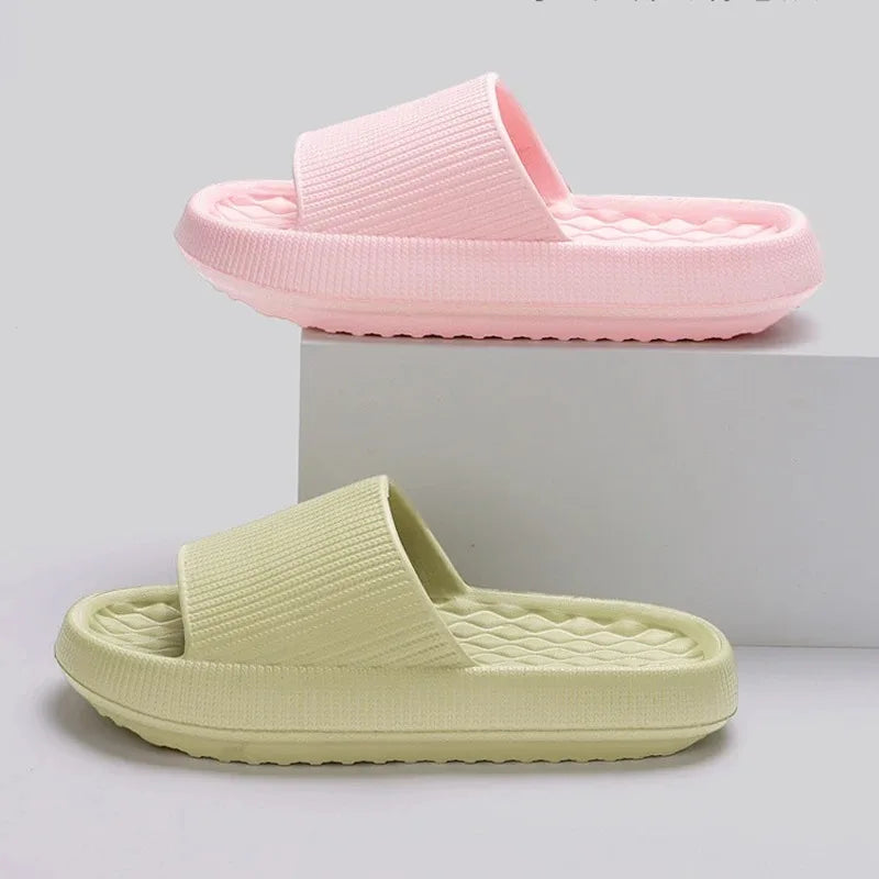 4cm Summer Non-slip Soft Cloud Slippers Women Comfy Eva Thick Platform Slides Woman Couple Bathroom Home Flip Flops