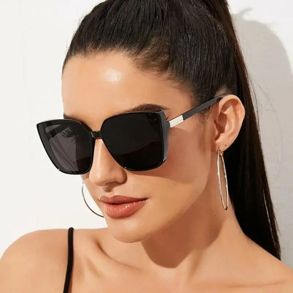 Cat Eye Women Sunglasses Vintage Designer Fashion Black Sun Glasses Big Frame Cool Sexy Female