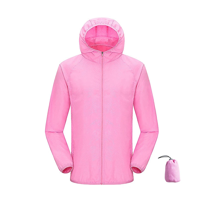 JNLN Men Women Waterproof Hiking Jackets Quick Dry Camping Windbreaker Unisex Outdoor Trekking Raincoat Anti UV Packable Clothes
