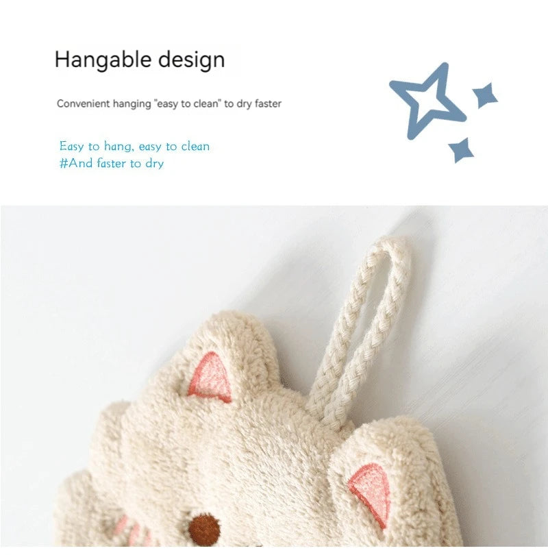 Cute Cartoon Tanuki Hanging Towel Coral Velvet Hair Does Not Lose Thick Cloth Kitchen Bathroom Absorbent Towels