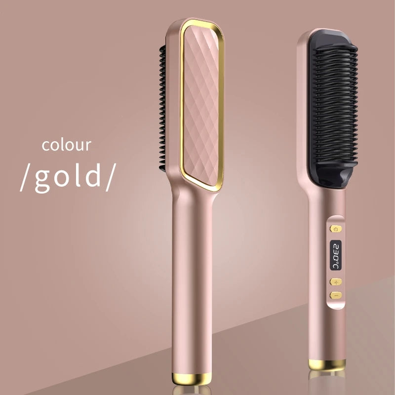 Electric Multifunctional Straight Hair Straightener Comb Hot Comb Negative Ion Anti-Scalding Styling Tool Straightening Brush
