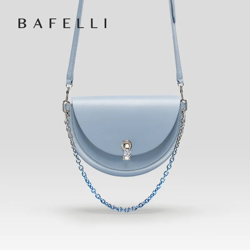 BAFELLI HANDBAG WOMEN 2023 NEW FASHION SADDLE COLLOCATION DIAMOND RING-LOCK CROSSBODY DESIGNER BRAND LUXURY FEMALE CHAIN BAG