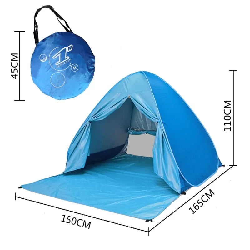 Beach Tent 165*150*110cm Pop-up Automatic Opening Anti-ultraviolet Full Shade Tent Family Ultralight Folding Tent Travel Camping