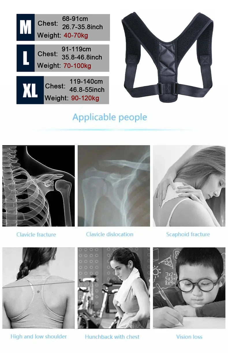 Back Posture Correction Belt Hunchback Prevention Correction of Sitting Posture Unisex Breathable Body Shaping