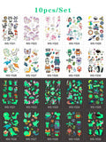 Luminous Tattoo 5 10pcs/Set Temporary Tattoos Mermaid Licorne Children Stickers for Kids Pokemon Tattoo Tattoo for Kids Unicorn