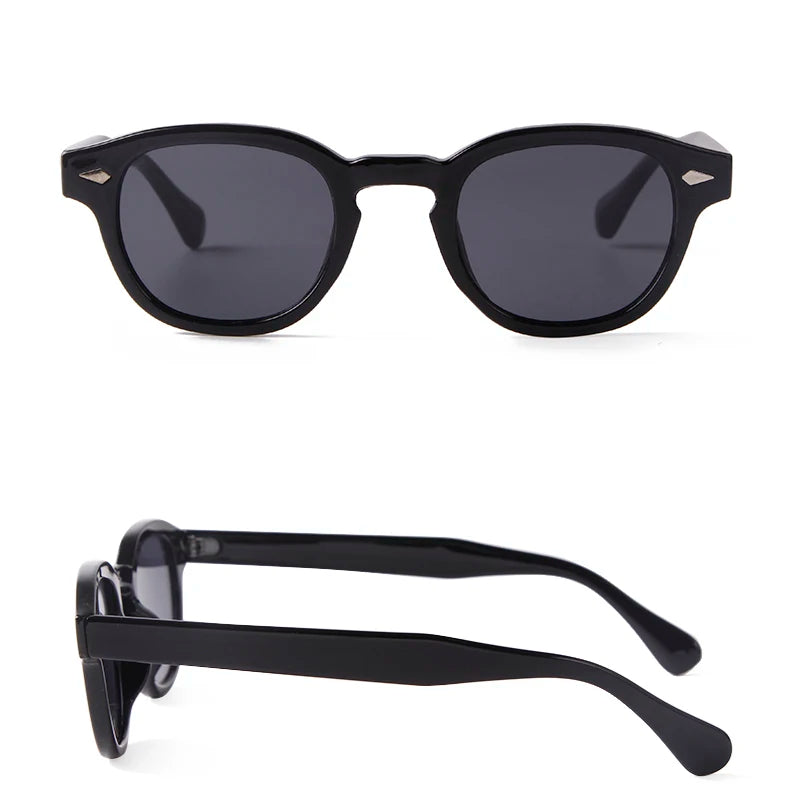Vintage Tortoise Shell Round Sunglasses Women Men 2024 Brand Design Retro Rivet Yellow Blue Lens Square Sun Glasses Female UV400