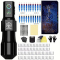 Tattoo Kit POSEIDON New Cool Tattoo Pen Kit For Permanent Makeup Tattoo Machine Kit Wireless Tattoo Power Supply Tattoo Gun Kit