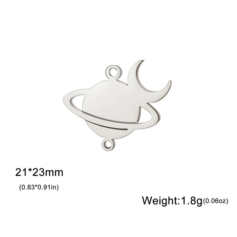EUEAVAN 5pcs Moon Phase Sun Cat Stainless Steel Pendant Planet Animal Charms Women Necklace Earrings Jewelry Making Supplies DIY