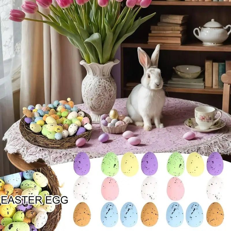 Tiny Easter Decorations Eggs 100X Decorative Speckled Foam Easter Eggs Ornaments Colorful Dots Tiny Foam Eggs Easter Eggs For