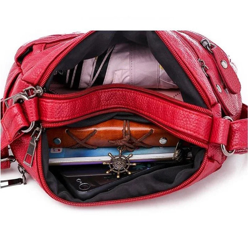 Women's Soft Leather Shoulder Bag Multi-layer Crossbody Bag High Quality Small Messenger Bags Design Handbag For Female Bolso