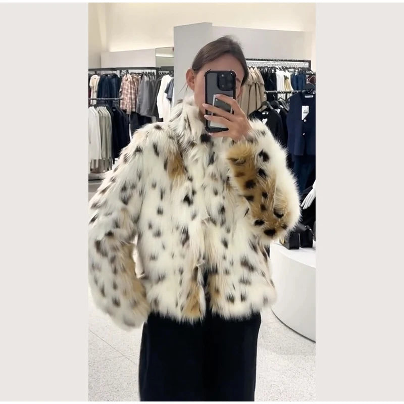 Luxury Winter Loose Women's Thick Fluffy Faux Fur Coats Fashion Solid Cropped Oversized Warm Jacket 2024 New Lady Chic Outerwear