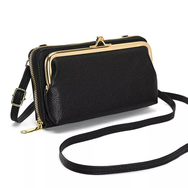 Women's Messenger Bag For Ladies PU Leather Clutch Phone Bags Business Card Holder Wallet Crossbody Shoulder Purse