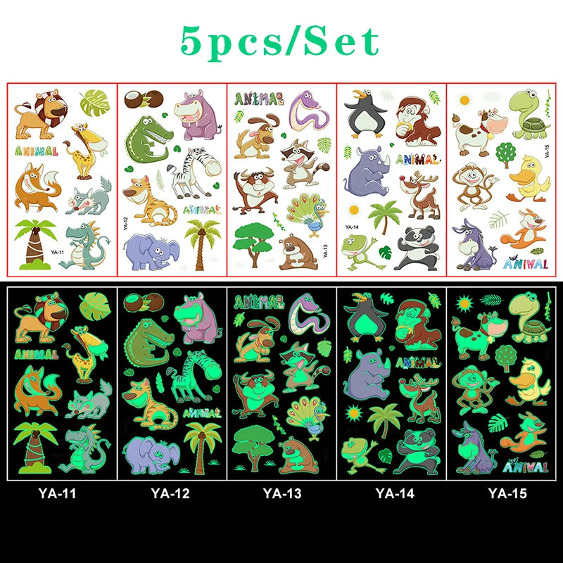 Luminous Tattoo 5 10pcs/Set Temporary Tattoos Mermaid Licorne Children Stickers for Kids Pokemon Tattoo Tattoo for Kids Unicorn