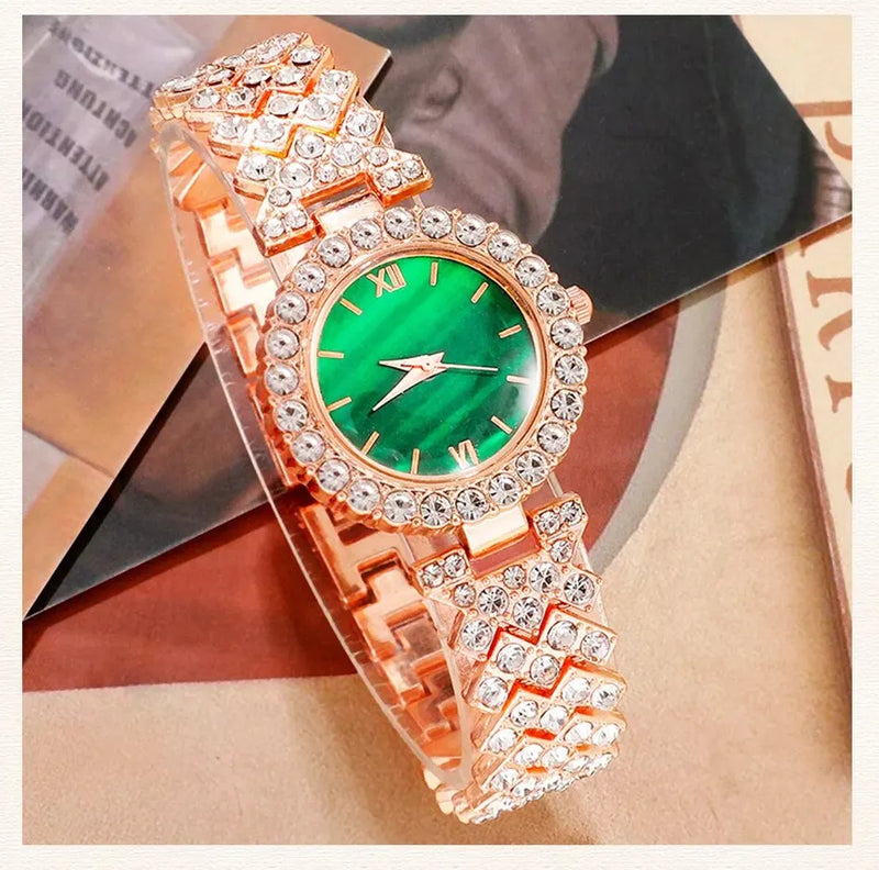 Women's Fashion Quartz Watch Luxury Stainless Steel Analog WristWatch Ladies Watch Women Dress Bracelet Set Clock Reloj Mujer