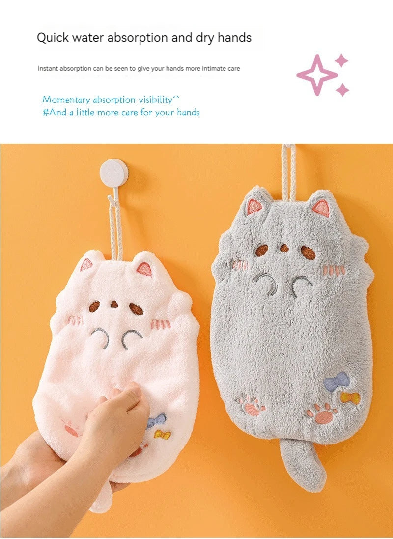 Cute Cartoon Tanuki Hanging Towel Coral Velvet Hair Does Not Lose Thick Cloth Kitchen Bathroom Absorbent Towels