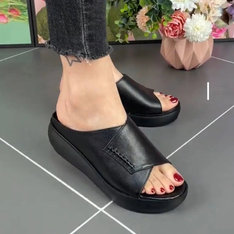 Women's Summer Peep Toe Wedges Heeled Sandals Platform Casual Female Outdoor Slippers Beach Footwear Fashion Fish Mouth Slippers