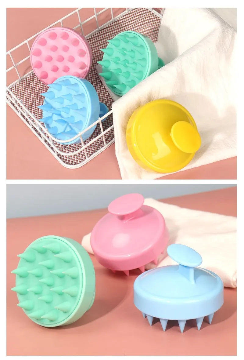 Silicone Shampoo Brush Head Scalp Massage Comb Clean The Scalp Thoroughly Body Massage Brush Bath Brush Salon Hairdressing Tool