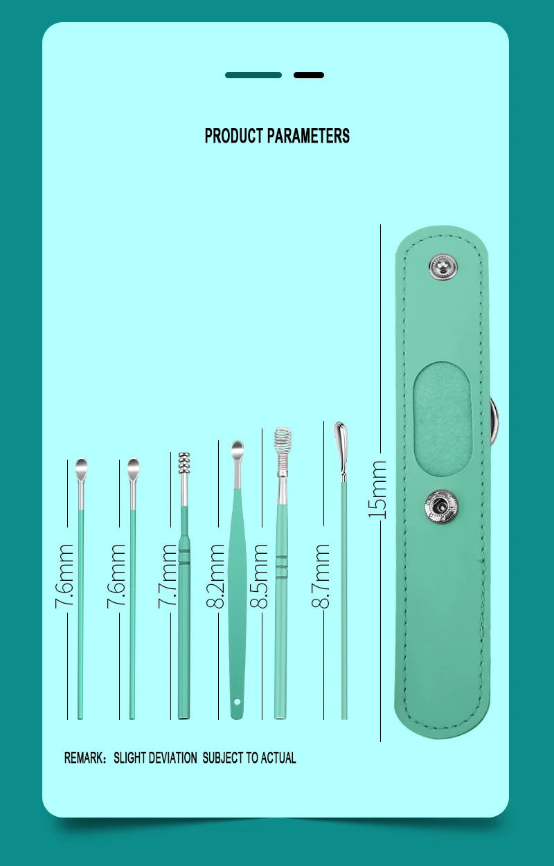 Ear Cleaner Set Earpick Ear Wax Remover Ear Spoon Curette Ear Cleaning Spiral Earpick Easy Earwax Removal Ear Cleaner Kit Gadget