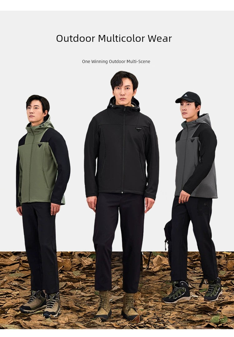 Pathfinder Soft Shell Jacket Men 23 Autumn and Winter New Outdoor Fleece-lined Mountaineering Clothing Windproof Waterproof Warm Coat