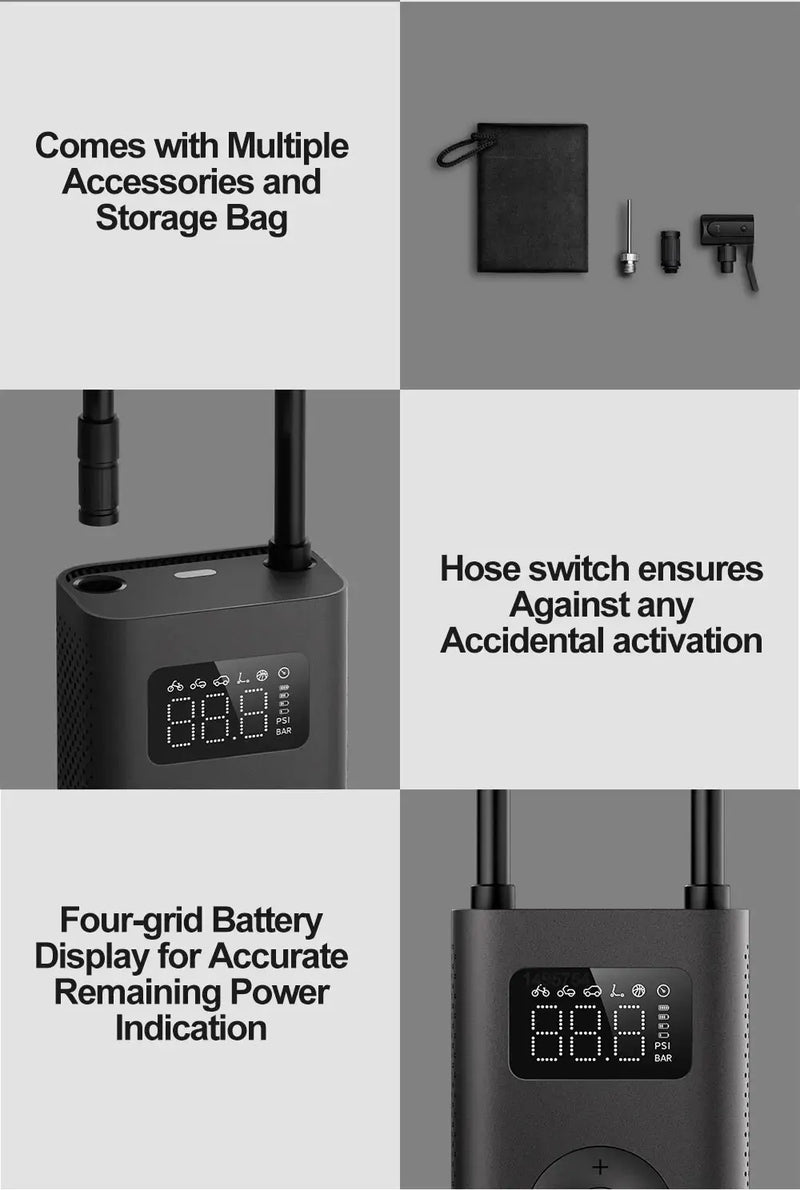 Xiaomi Mijia Air Pump 2 25%Speed Boost Mini Portable Electric Air Compressor Treasure 150PSI Type-C LED Multitool Inflator Xiomi