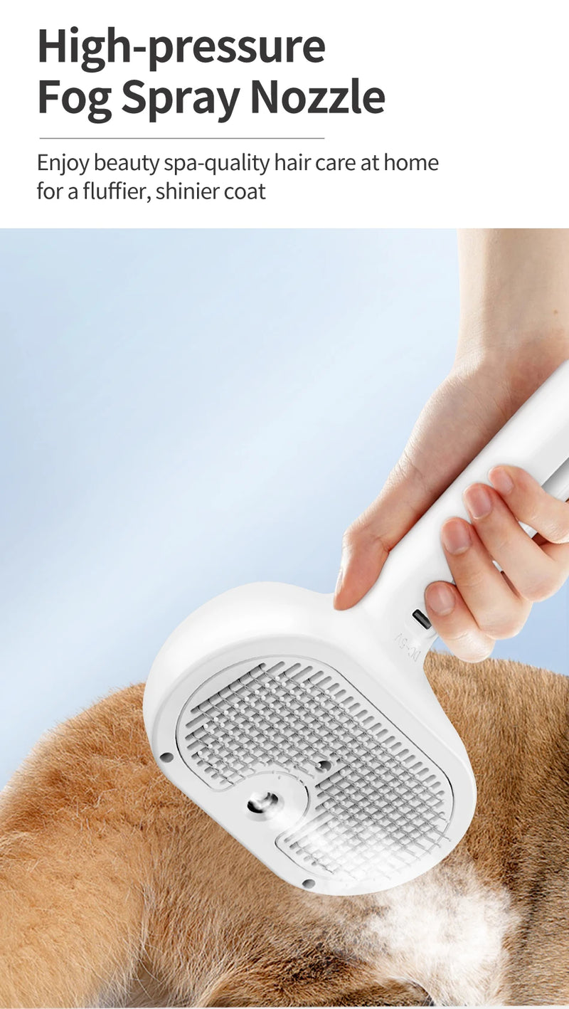 ROJECO Electric Steam Brush For Cat Removes Hair Rechargeable Cats Cleaning Brush With Vaporizer Mist Pet Grooming Massage Comb