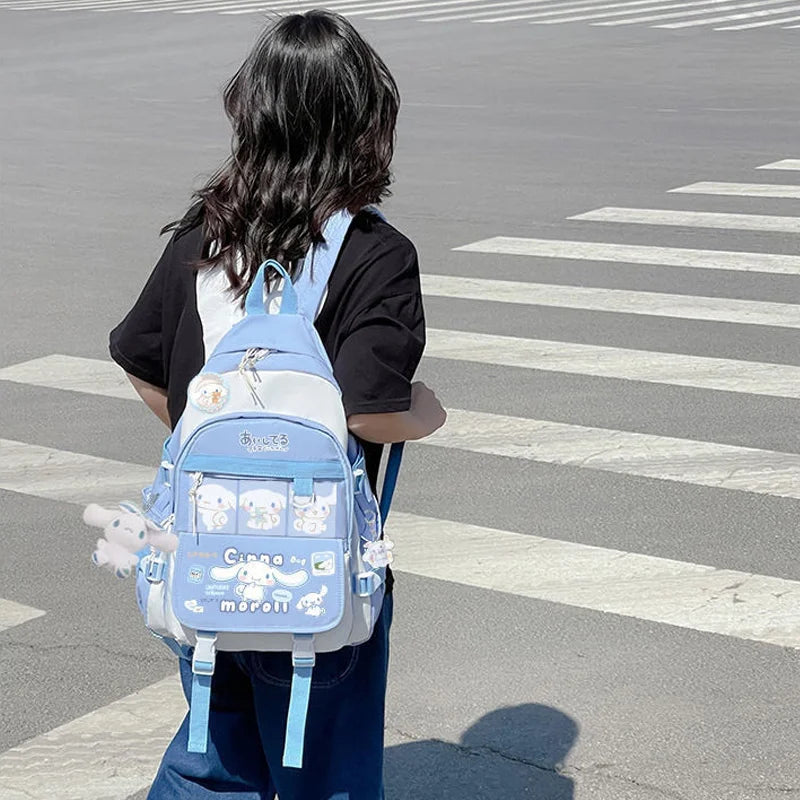 Anime Sanrioed Plush Toy Cinnamoroll Backpack Children Girl Boy Blue Schoolbag Kawaii Student School Bag Computer Large Gift